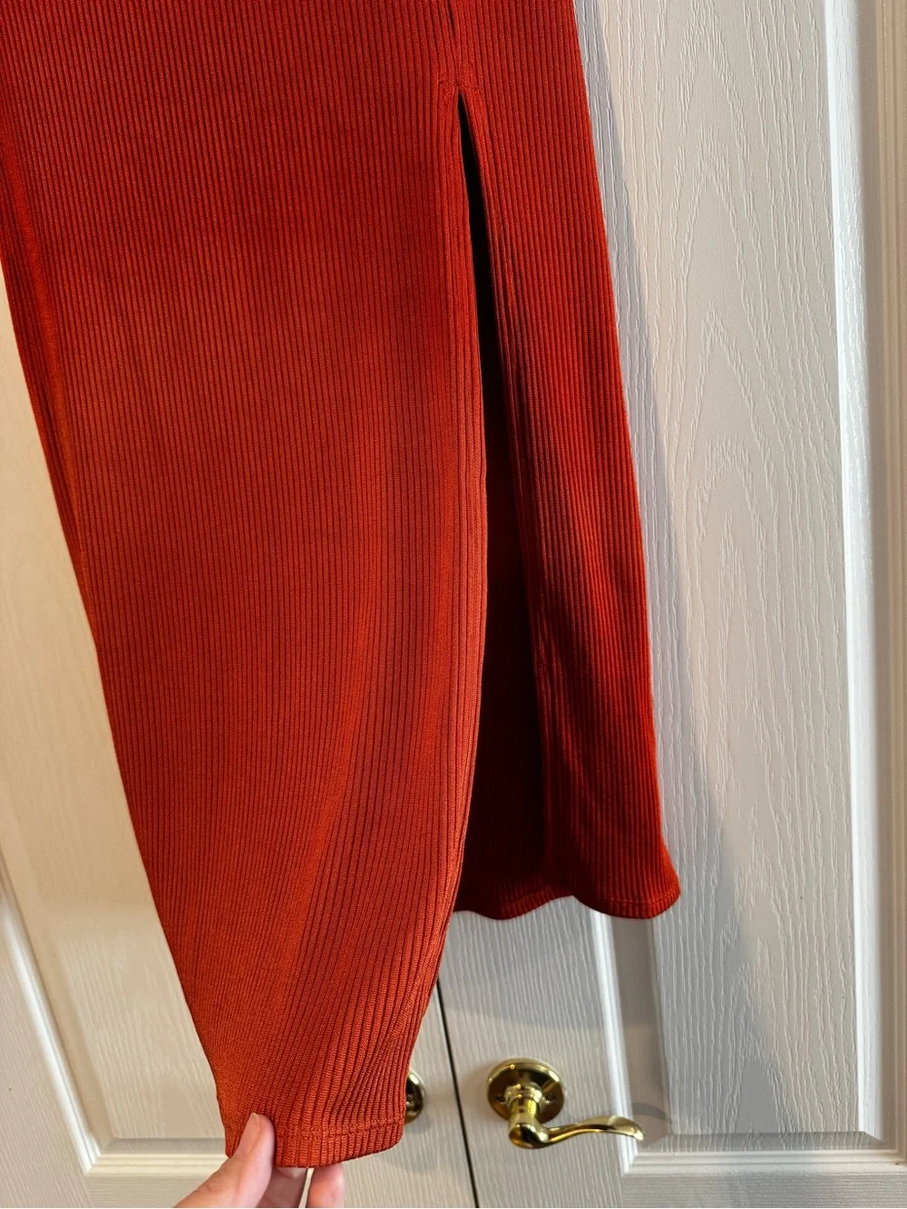 Free People Rust Ribbed Midi Skirt and Matching Tank Blouse - Size S